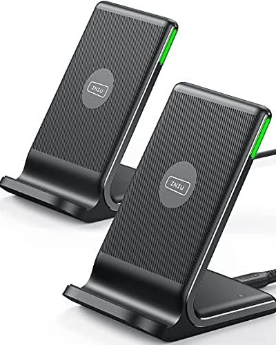 Wireless Charger, INIU [2 Pack] 15W Fast Wireless Charging Stand with Sleep-Friendly Adaptive Light Compatible with iPhone 14 13 12 11 Pro XR XS X Plus Samsung Galaxy S21 S20 Note 20 etc